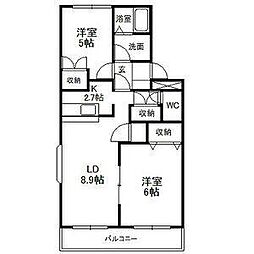 ハイネス 2LDKの間取図画像