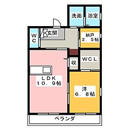 プリウス相原郷 1LDKの間取図画像