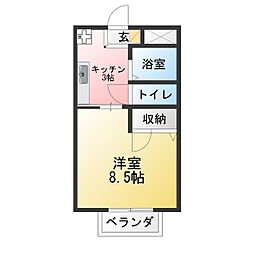 サンシャインヒル武路 1Kの間取図画像