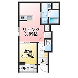 リーブルファイン鳴尾 1LDKの間取図画像