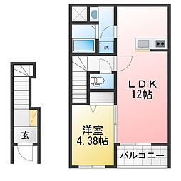 リーブルファイン鳴尾 1LDKの間取図画像