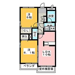 ラポール倉坂 2LDKの間取図画像