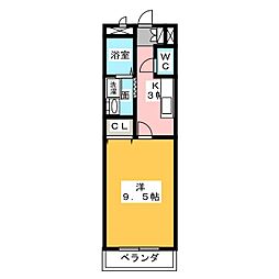 フレンドスクエア 1Kの間取図画像