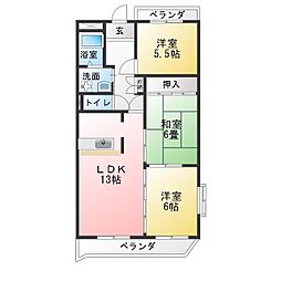 キングスハイツ左京山 3LDKの間取図画像
