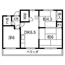 池上ハイツ 3DKの間取図画像