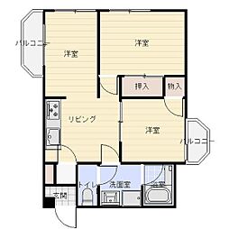 テラスレジデンス鳴海B 2LDKの間取図画像
