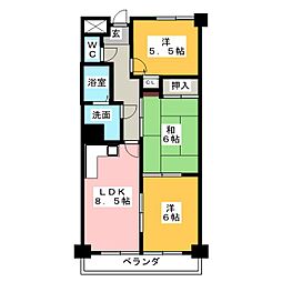 サンハウス野並 3LDKの間取図画像