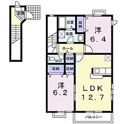エントピアハイム 2LDKの間取図画像