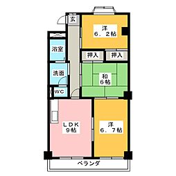 ヴィクトワール尾崎山 3LDKの間取図画像