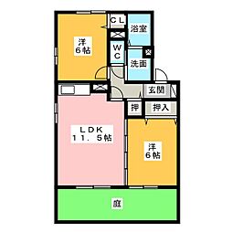 グリーンコート2 2LDKの間取図画像