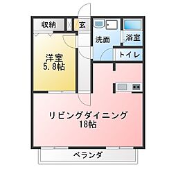 トーマス2 1LDKの間取図画像