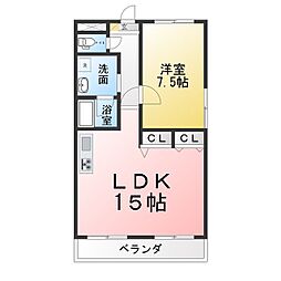 メゾン白木 1LDKの間取図画像