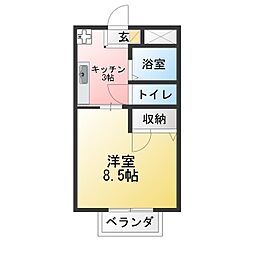 サンシャインヒル武路 1Kの間取図画像