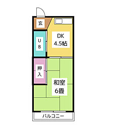 大手マンション 1DKの間取図画像