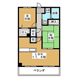 センチュリーパーク十一屋 2LDKの間取図画像