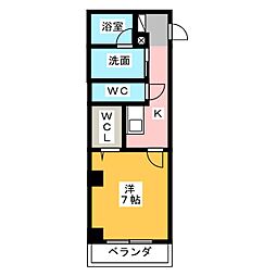 ライフワンビル 1Kの間取図画像