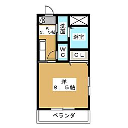 ベイコート 1Kの間取図画像