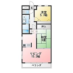 シティーガーデン小碓 2LDKの間取図画像