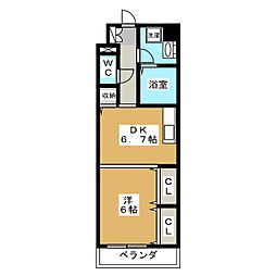 センチュリーパーク新川1番館 1DKの間取図画像