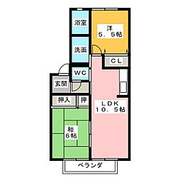 ディアスクレストリア 2LDKの間取図画像