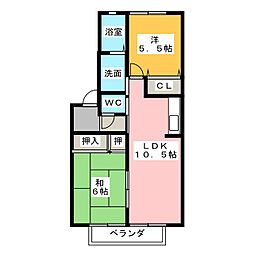 ディアスクレストリア 2LDKの間取図画像