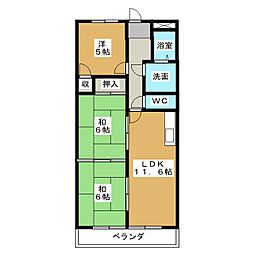 丸二サンハイツ 3LDKの間取図画像