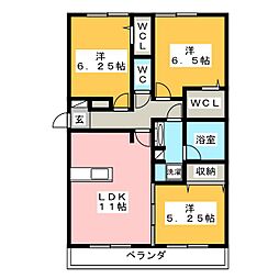 ヴァンベールハヤカワ 3LDKの間取図画像