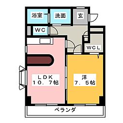 ソレイユ正徳 1LDKの間取図画像