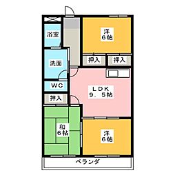 はら第二ハイツ 3DKの間取図画像