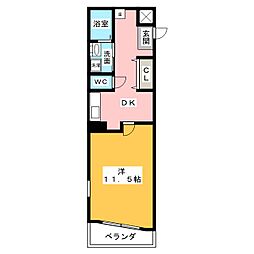 シーブリーズ東海 1Kの間取図画像