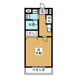 アマーレ東海通 1Kの間取図画像