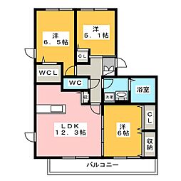グランドール正徳 3LDKの間取図画像