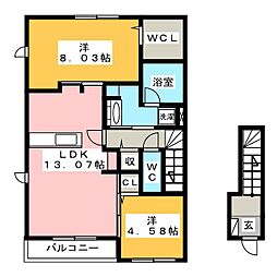 サニープレイス十一屋D 2LDKの間取図画像