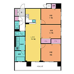 さくらHillsRokubanPlatinumResidence 3LDKの間取図画像