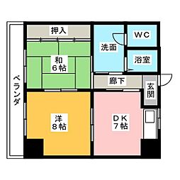 コーポラス吉桂 2DKの間取図画像