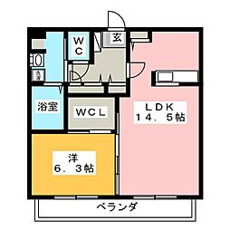 グリーンウェーブ2 1LDKの間取図画像