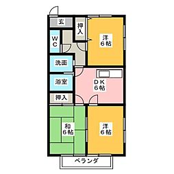 ロイヤルパレス2 3DKの間取図画像
