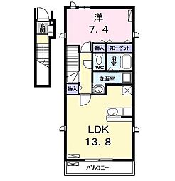 プリムローズ1 1LDKの間取図画像