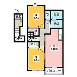 エレガンスガーデン 2LDKの間取図画像