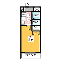 パレス名四十一屋2 1Kの間取図画像