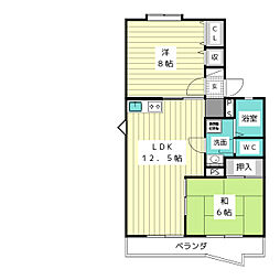 Ezヒルズ 2LDKの間取図画像