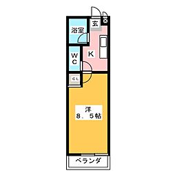 清和コモンズ 1Kの間取図画像