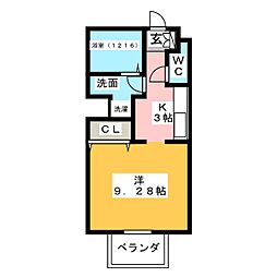 アリエス社台 ワンルームの間取図画像