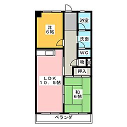 グリーンサイドヨシタカB棟 2LDKの間取図画像