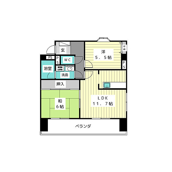 コーポ神月 ｜愛知県名古屋市名東区神月町(賃貸マンション2LDK・2階・55.74㎡)の写真 その2