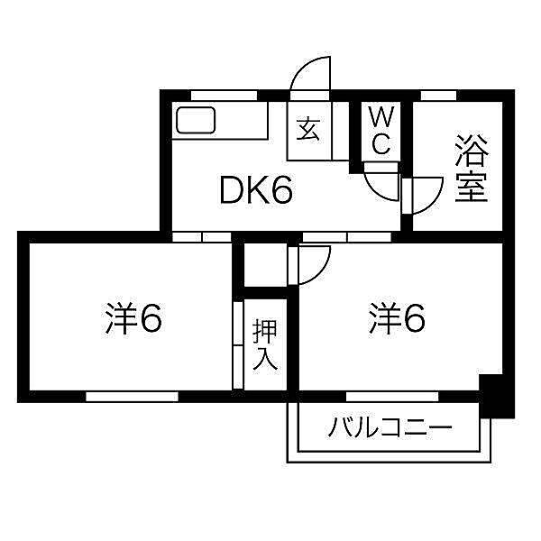 グランドマンション ｜愛知県名古屋市名東区一社２丁目(賃貸マンション2DK・2階・35.20㎡)の写真 その2