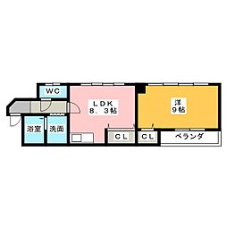 音羽壱番館ISSHA 1DKの間取図画像