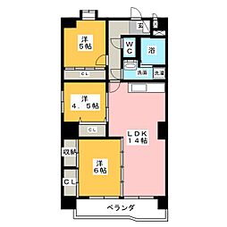 レジデンス栄光 3LDKの間取図画像