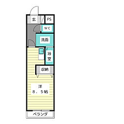 クリスタル西山 ワンルームの間取図画像