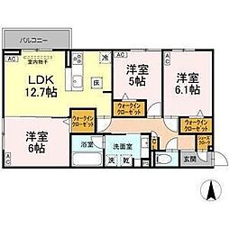 名古屋市名東区社台2丁目アパート 3LDKの間取図画像